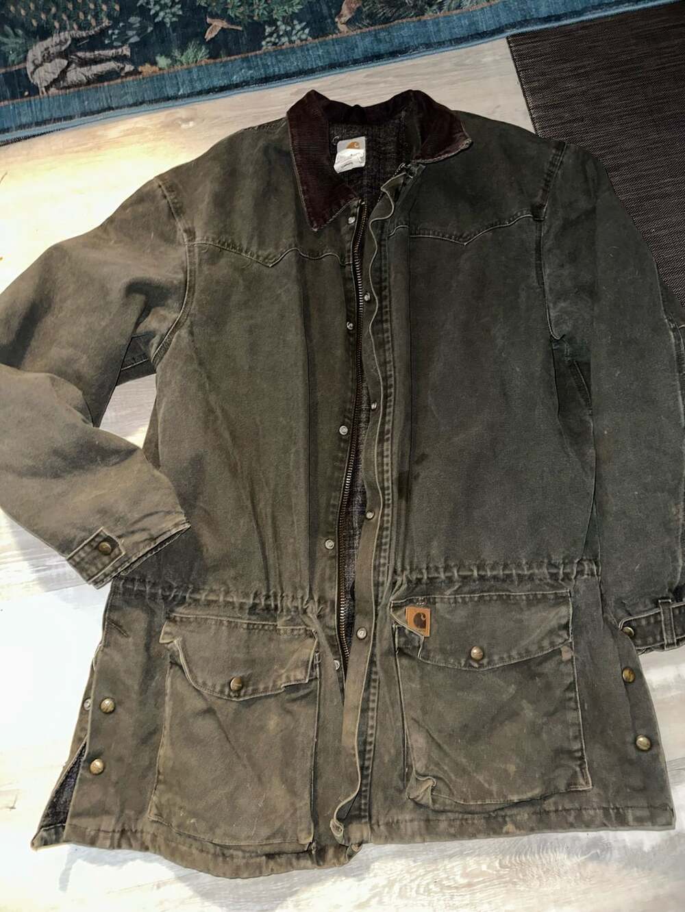 Carhartt C52 MOS Western Ranch Coat XL Tall Moss Green Blanket Lined